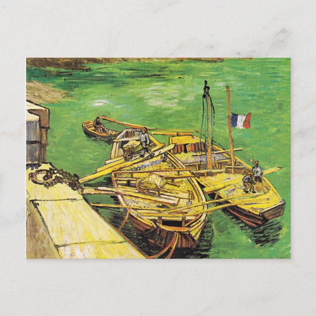 Van Gogh's famous painting, Rhone Boats, 1888 Postcard (Front)