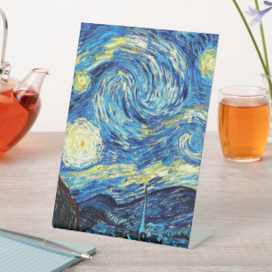 Van Gogh's famous painting, Starry Night Pedestal Sign