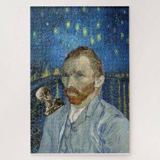 Van Gogh's Famous Paiting Skeleton Portrait Starry Jigsaw Puzzle