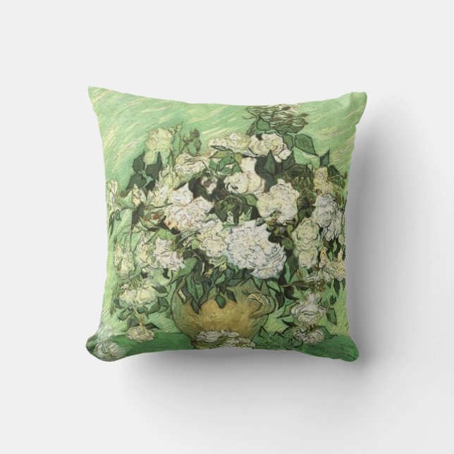 Van Gogh's Flowers in Vase Throw Pillow (Front)