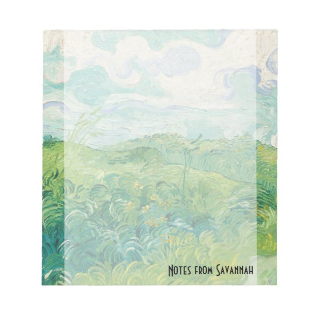 Van Gogh's Green Wheat Fields Personalised Notepad (Front)