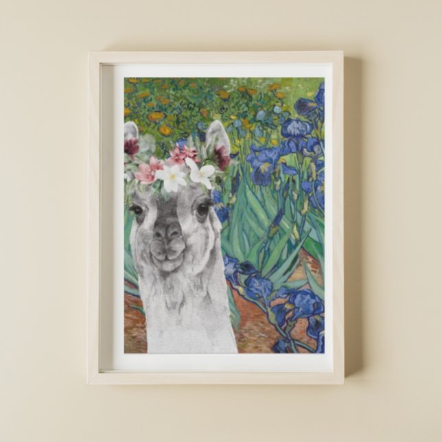 Van Gogh's Irises and Fancy Llama Poster (Creator Uploaded)