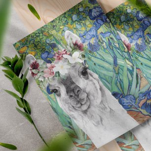 Van Gogh's Irises and Fancy Llama Scrapbook Paper