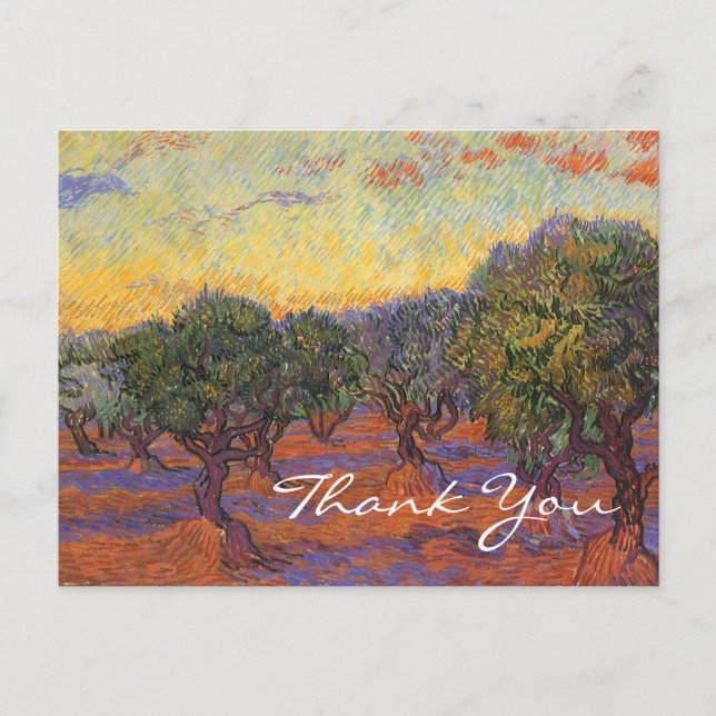 Van Gogh's Olive Grove, Orange Sky Postcard (Front)