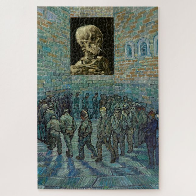 Van Gogh's  Reimage Skeleton Prisoners Exercising  Jigsaw Puzzle (Vertical)