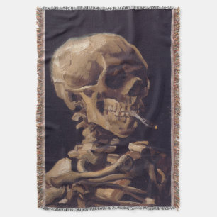 Van Gogh's Skeleton with Burning Cigarette Throw Blanket