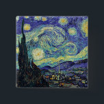 Van Gogh's Starry Night 15 Cm Square Badge<br><div class="desc">Van Gogh's masterpiece: Starry Night.
The Starry Night is an oil on canvas by the Dutch post-impressionist painter Vincent van Gogh. Painted in June 1889,  it depicts the view from the east-facing window of his asylum room at Saint-Rémy-de-Provence,  just before sunrise,  with the addition of an idealised village.</div>