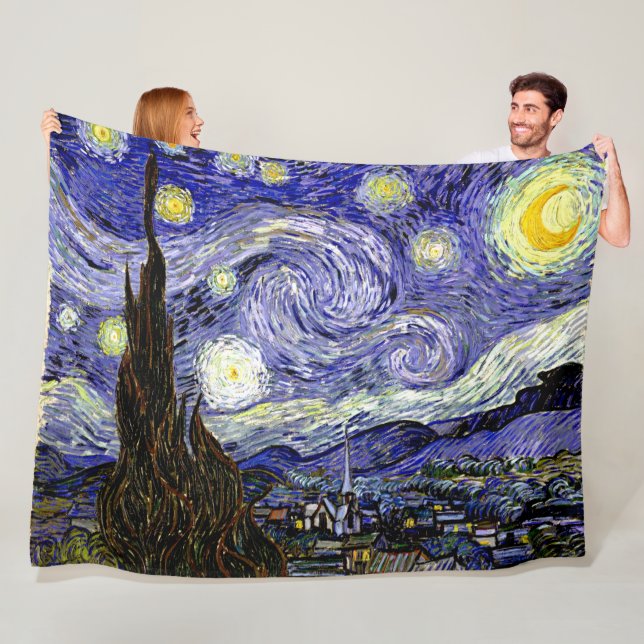 Van Gogh's Starry Night, 1889 Fleece Blanket (In Situ)