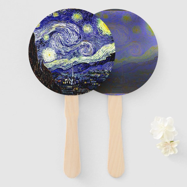 Van Gogh's Starry Night, 1889 Hand Fan (Front and Back)