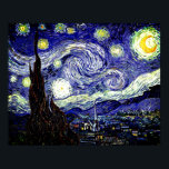 Van Gogh's Starry Night, 1889 Poster<br><div class="desc">Widely hailed as Van Gogh's magnum opus, the painting depicts the view outside his sanatorium room window at night, although it was painted from memory during the day. Image is in the public domain. Contact Patterns & Paintings & Graphics for special requests. © Copyright 2020 P.D., Patterns & Paintings &...</div>