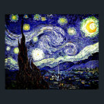 Van Gogh's Starry Night, 1889 Poster<br><div class="desc">Widely hailed as Van Gogh's magnum opus, the painting depicts the view outside his sanatorium room window at night, although it was painted from memory during the day. Image is in the public domain. Contact Patterns & Paintings & Graphics for special requests. © Copyright 2020 P.D., Patterns & Paintings &...</div>