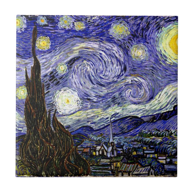 Van Gogh's Starry Night, 1889 Tile (Front)