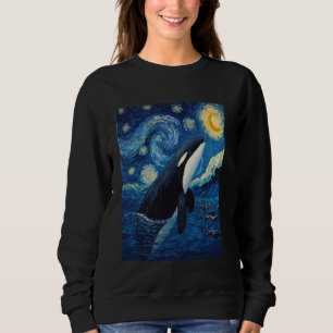 Van Gogh's Starry Night Orca Killer Whale Animal L Sweatshirt