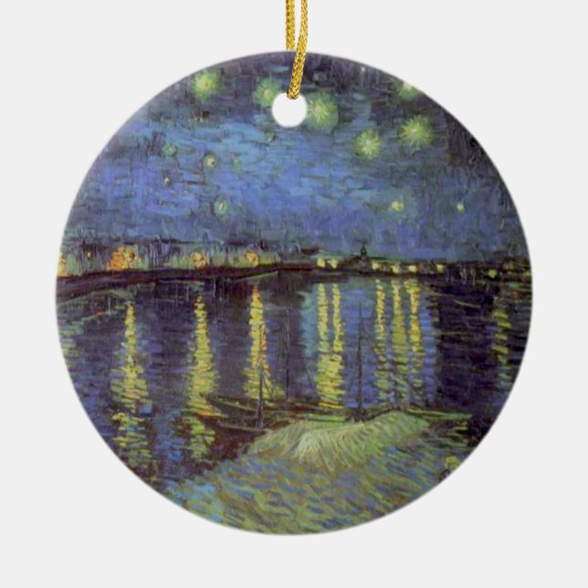 Van Gogh's Starry Night Painting Ceramic Tree Decoration (Front)