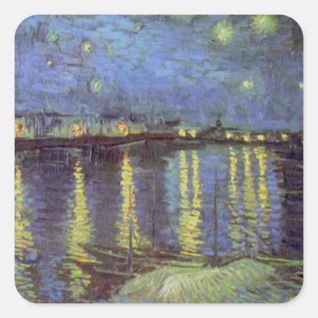 Van Gogh's Starry Night Painting Square Sticker (Front)