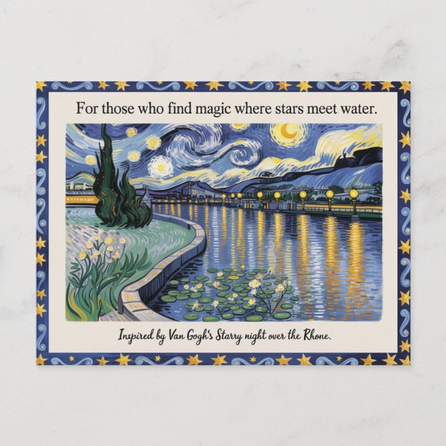 Van Gogh's Starry Night Rhone Art Inspired  Postcard (Front)