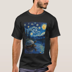 Van Gogh's Starry Night River Turtle Shellback Swi T-Shirt