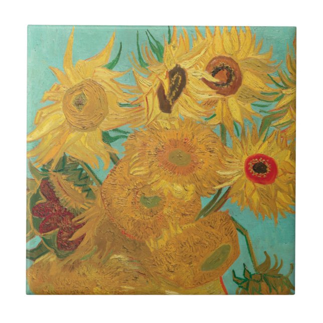 Van Gogh's Sunflowers Ceramic Tile (Front)