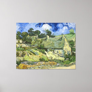 Van Gogh's Thatched Cottages at Cordeville (1890) Canvas Print