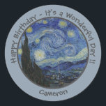 van Gogh's The Starry Night Party Items Collection Classic Round Sticker<br><div class="desc">All of our products are made with large scale images that have been carefully edited to provide the best resolution,  colour and detail possible.</div>