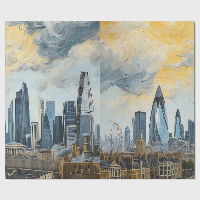 van gough painting of london skyline wrapping paper (Seam)