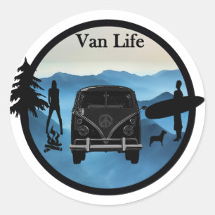 Van Life adventures Classic Round Sticker