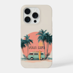 Van Life – Retro Beach Camper Art iPhone 15 Pro Case