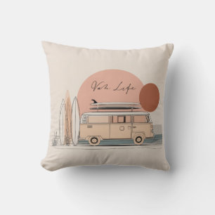 Van Life Surf Van – Retro Beach Camper Aesthetic Cushion