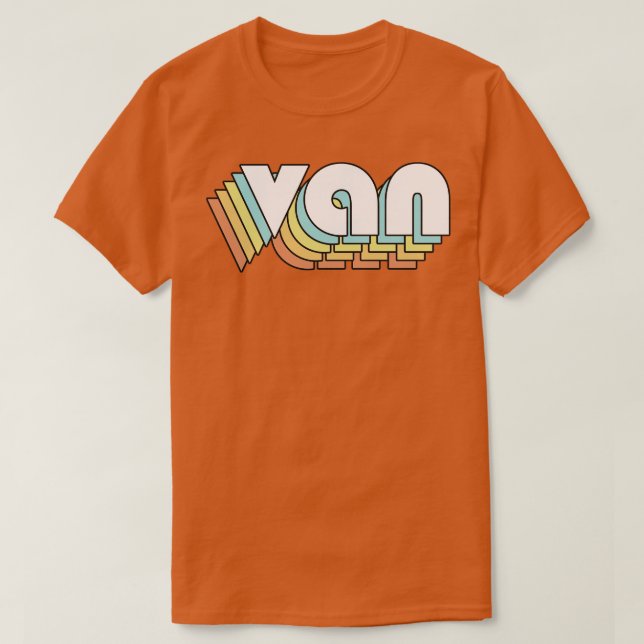Van Retro Rainbow Typography Faded Style T-Shirt (Design Front)