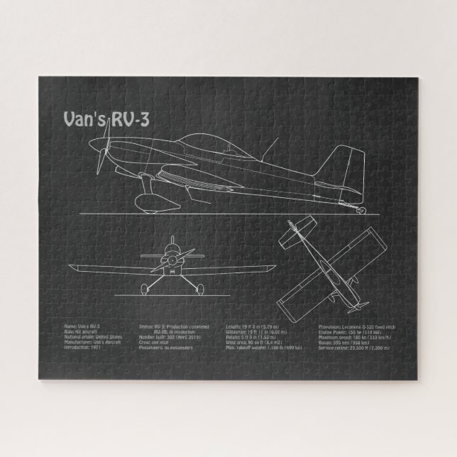 Van’s RV-3 - Aeroplane Blueprint Plans PD Jigsaw Puzzle (Horizontal)