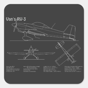 Van’s RV-3 - Aeroplane Blueprint Plans PD Square Sticker