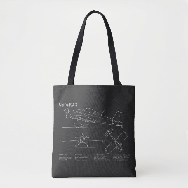 Van’s RV-3 - Aeroplane Blueprint Plans PD Tote Bag (Front)