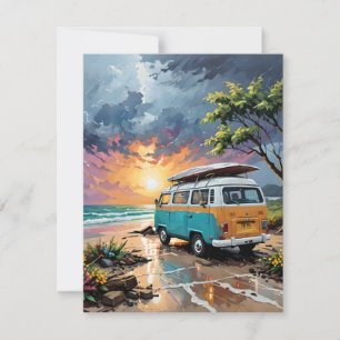 Van Scene On Beach B Holiday Card