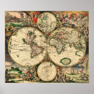 van Schagen World Map 1680 Poster