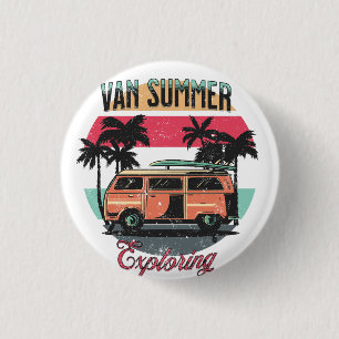 Van Summer Exploring Beach Holiday Vintage Sunset 3 Cm Round Badge