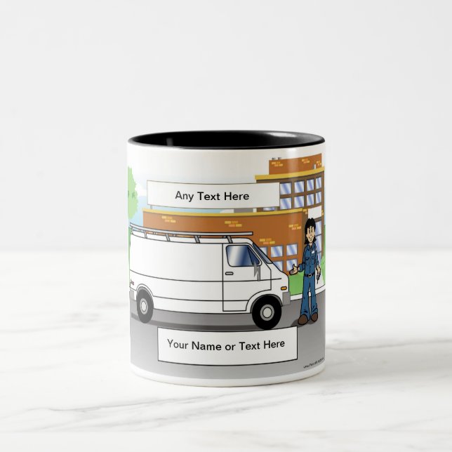 Van white, Contractor - Female Two-Tone Coffee Mug (Center)