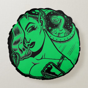 Vana DeVinyl™/Peeping Blob Round Cushion