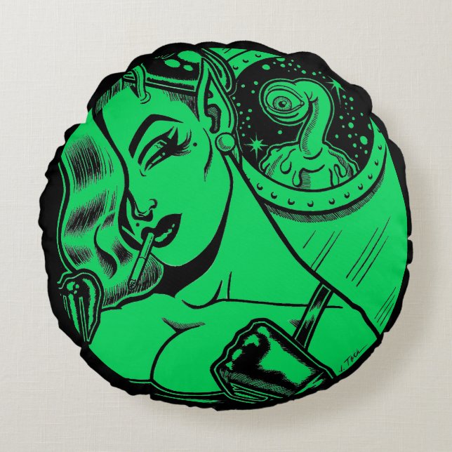 Vana DeVinyl™/Peeping Blob Round Cushion (Front)