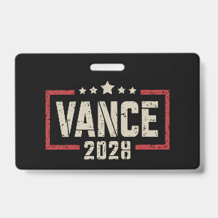 Vance 2028 President Election Campaign US Flag  ID Badge