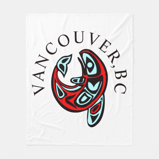 Vancouver BC Haida Orca Totem Tattoo Killer Whale Fleece Blanket (Front)