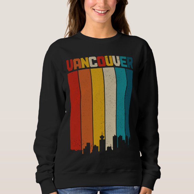 Vancouver BC Skyline Vintage Retro Canada Canadian Sweatshirt (Front)