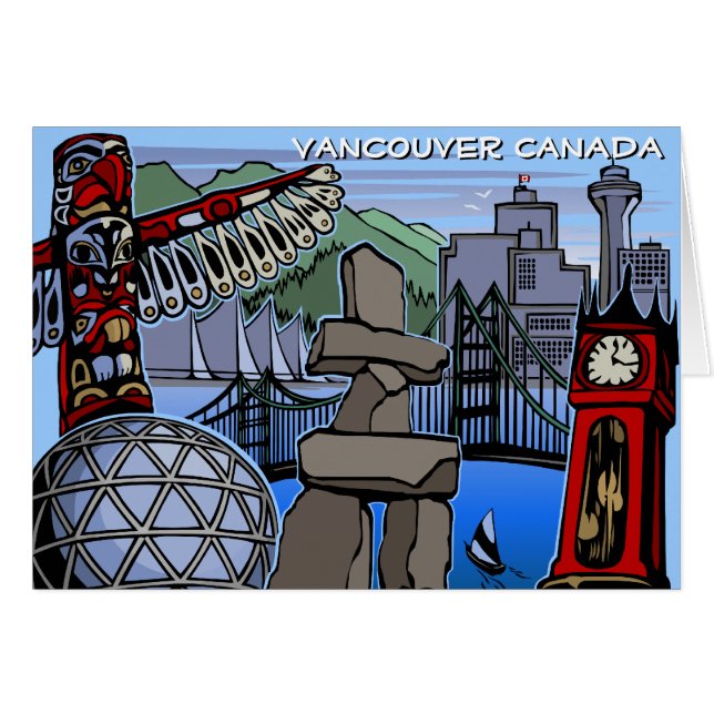 Vancouver BC Souvenir Cards Totem Pole Art Cards (Front Horizontal)