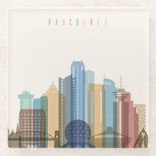 Vancouver, Canada | City Skyline Glass Coaster (Front)
