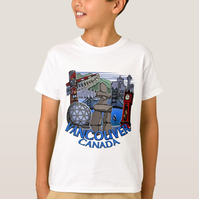 Vancouver Canada Kid's T-shirt Inukshuk Art Tee (Front)