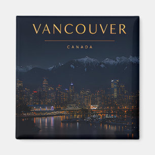 Vancouver Canada Night Mountain Views Magnet