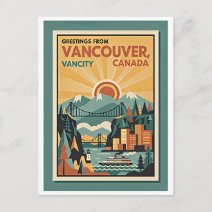 Vancouver Canada Retro Travel Postcard – 1930s