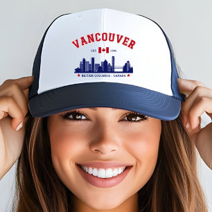 Vancouver Canada Skyline   Classic Canadian City Trucker Hat