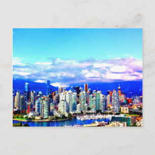 vancouver canada skyline sky clouds skyscrapers postcard