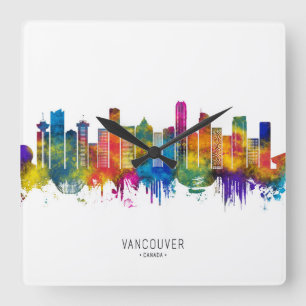 Vancouver Canada Skyline Square Wall Clock