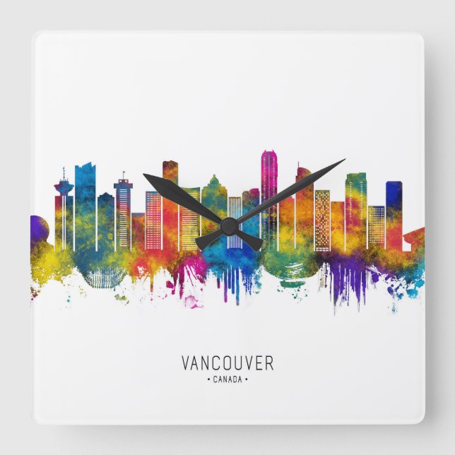 Vancouver Canada Skyline Square Wall Clock (Front)